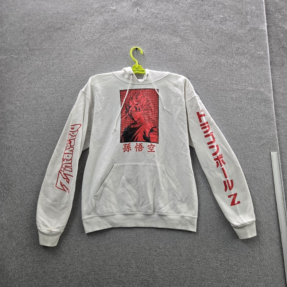 Dragon Ball Z Men Hoodie M White‎ Graphic Fleece Goku Anime Pullover